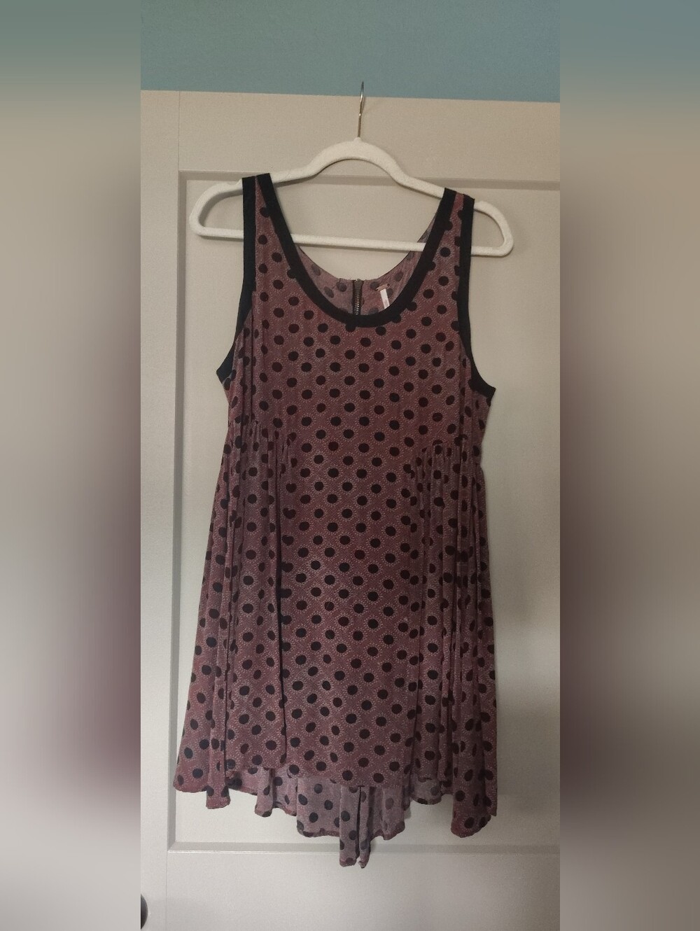 Free People Mauve Polka Dot Sleeveless Swing Dress